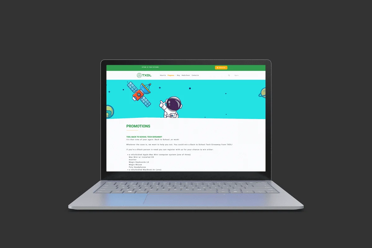 TXDL program web page