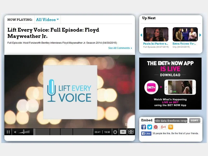 Lift Every Voice on BET web page